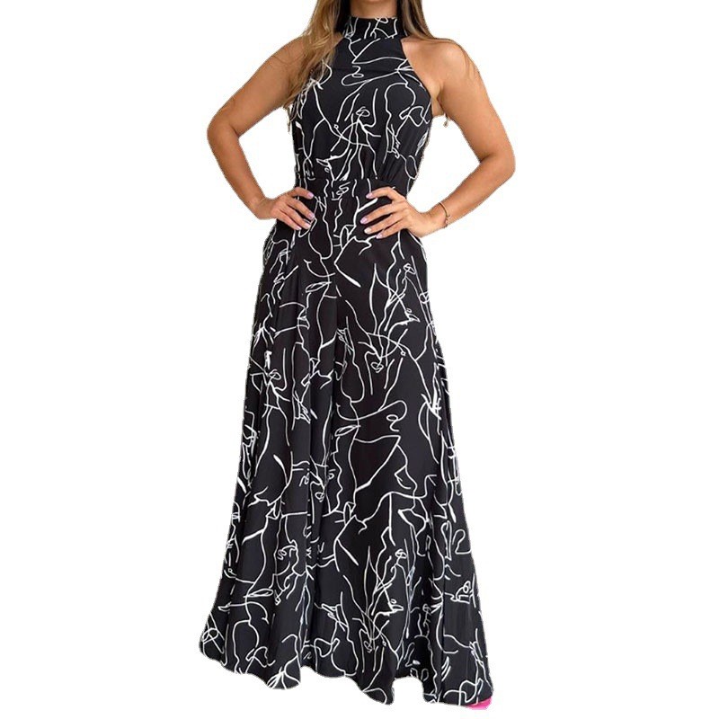 Women'S Formal Jumpsuit Evening Wear - Damski kombinezon z dekoltem halter, szerokie