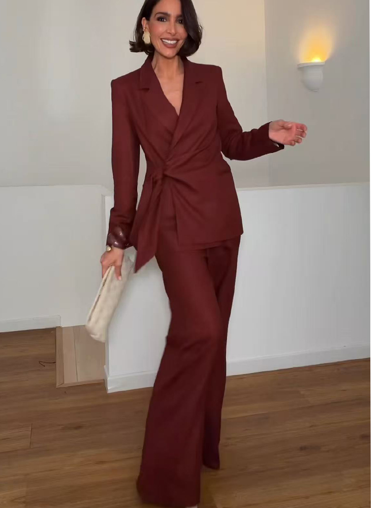 Women Formal Wear With Blazer - Elegancki damski garnitur biurowy: marynarka, spodnie,