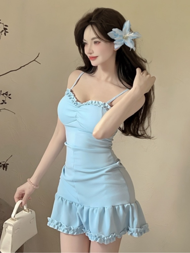 Wrap Dress Work - Seksowna sukienka mini z falbankami, odkrywająca
