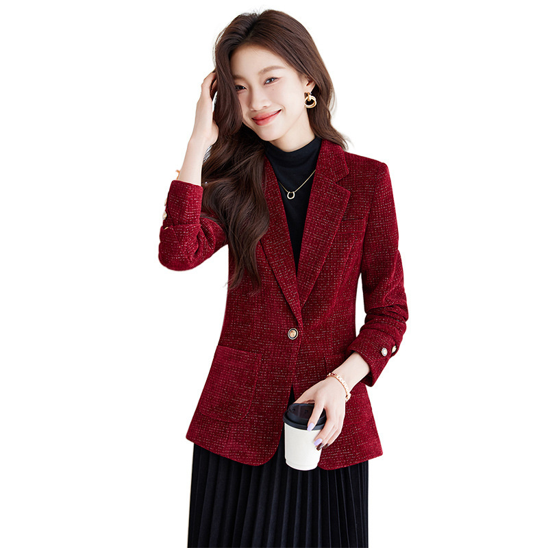 Women Formal Wear With Blazer - Damska marynarka, płaszcz, czarna, czerwona, khaki,