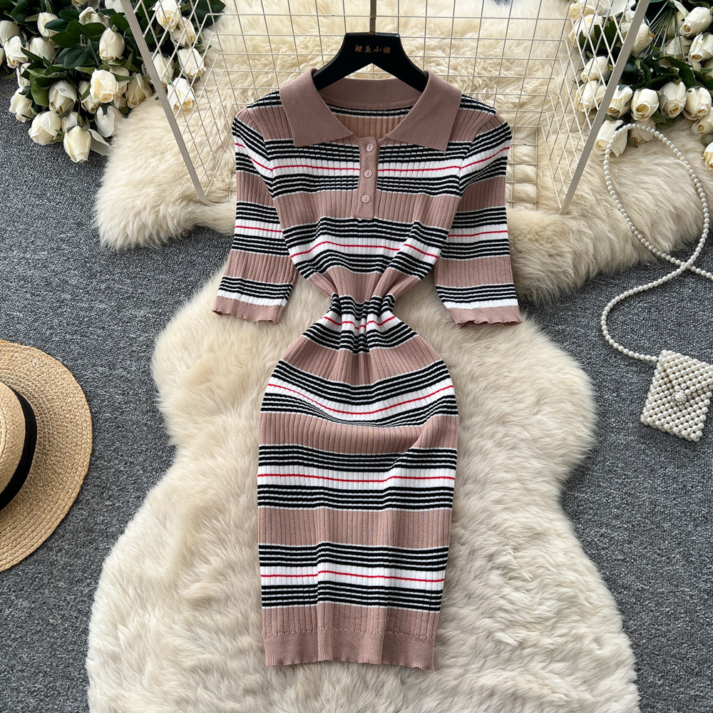 Sukienka midi damska w paski,  – Wrap Dress Work recenzja i cena