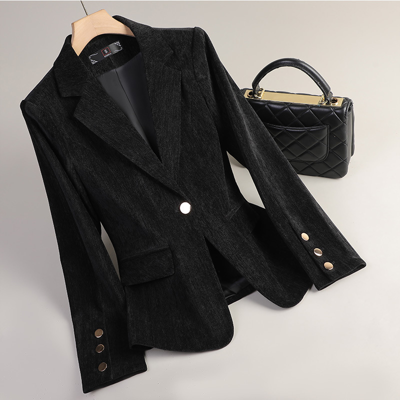 Żółta Złota Aksamitna Marynark – Women Formal Wear With Blazer recenzja i cena