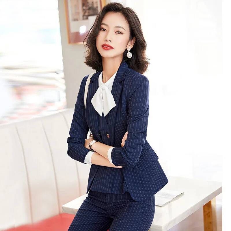 Modne garnitury w paski dla ko – Women Formal Wear With Blazer recenzja i cena