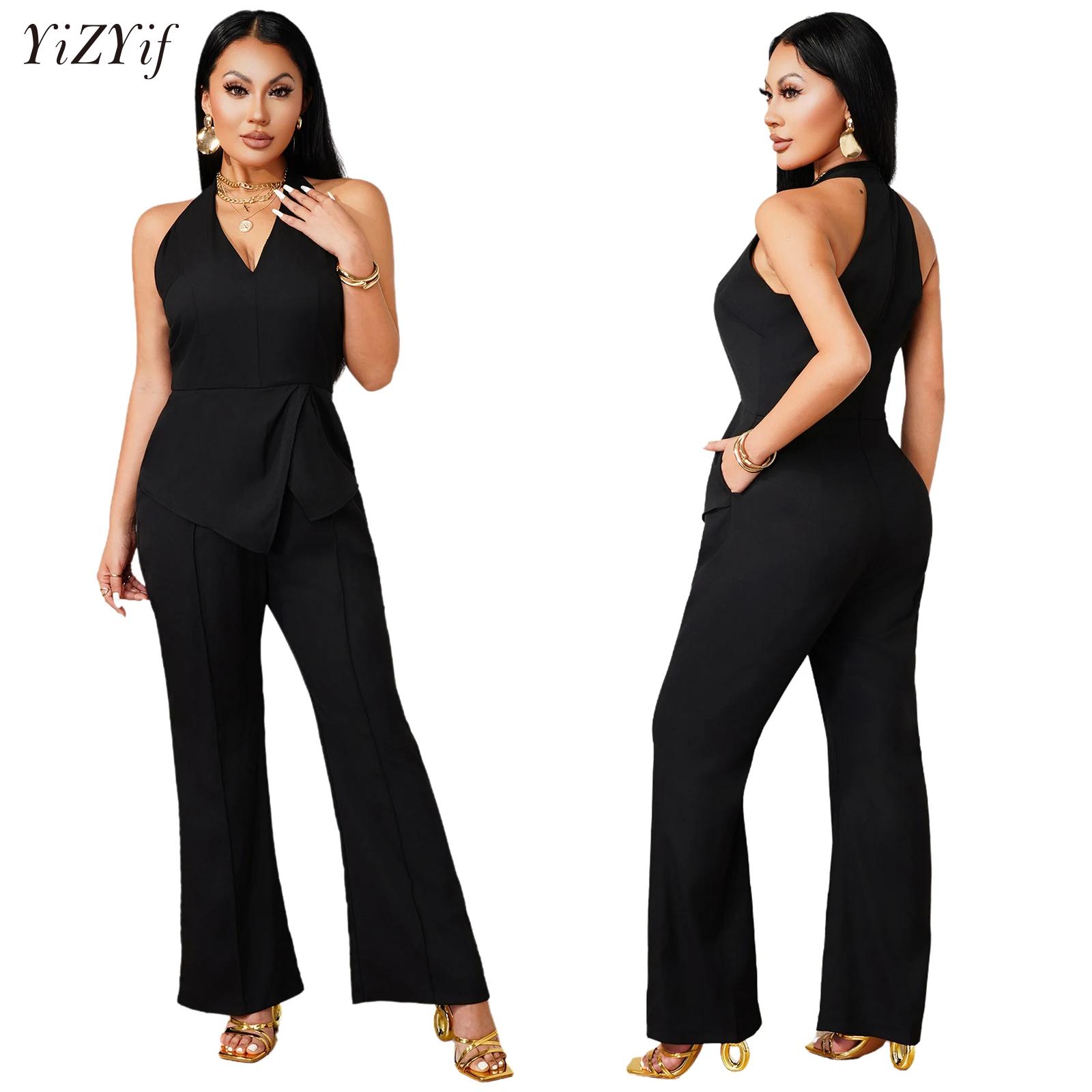 Kombinezon bez rękawów z dekol – Women'S Formal Jumpsuit Evening Wear recenzja i cena