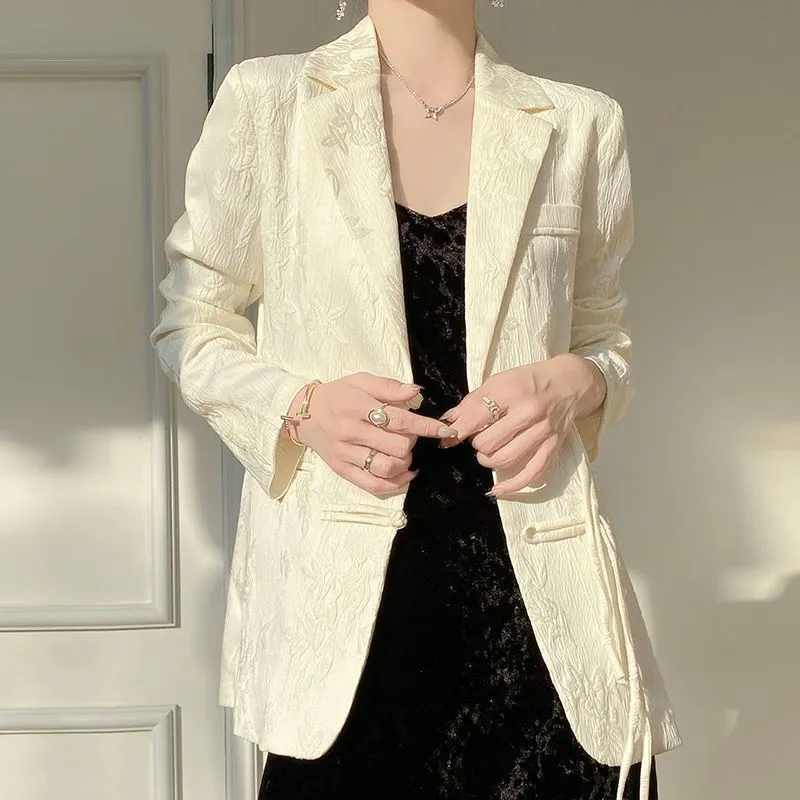 Damska biała teksturowana mary – Women Formal Wear With Blazer recenzja i cena